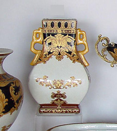 Ebony Black and Gold Acanthus - Luxury Handmade Reproduction Chinese Porcelain - 14 Inch Vase | Jardiniere Style B23