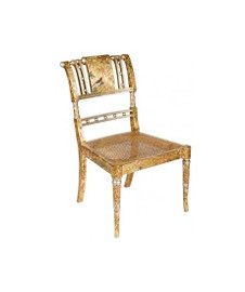 Luxe Life Louis XVI Style, Neo Classical - Hand Painted 35 Inch Occasional | Accent | Side Chair - Metallic Gold Leaf Nature Design