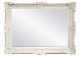 Rococo Louis XV - 75"t Bevel European Style Floor Mirror - Contemporary Gloss White Finish, 6914