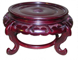 Fancy Wooden Stand for Porcelain, 03.5 Inch Seat, Carved Wood Pedestal