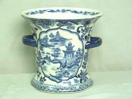 A Blue and White Pagoda - Luxury Handmade Reproduction Chinese Porcelain - 7.5 Inch Decorative Container | Planter Style 67 A Blue and White Pagoda - Luxury Handmade Reproduction Chinese Porcelain - 7.5 Inch Decorative Container | Planter Style 67