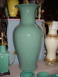 Medium Blue Decorator Crackle - Luxury Handmade Reproduction Chinese Porcelain - 36 Inch Palace Vase | Jardiniere - Style 3