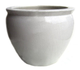 White Ivory Decorator Crackle - Luxury Handmade Chinese Porcelain - 20 Inch Fish Bowl | Fishbowl | Planter | Cocktail Table Base - Style 35