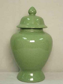 Celadon Decorator Crackle - Luxury Handmade Chinese Porcelain - 14 Inch Temple Jar Style 1