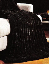 Sheared and Gather Pleated Black Mink - Luxaire Faux Fur Throw - Natural look and Luxuriously Soft - Extra Large 58" X 71", 3515