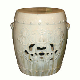 A Finely Finished Ceramic Garden Stool, 19 Inch, Antiqued Ivory Finish