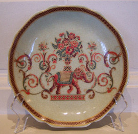 Creme and Rust Prosperity Elephant - Luxury Chinese Porcelain Pattern