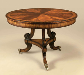 American Federal Style - Hardwood 48 Inch Round Tripod Entry Foyer | Center Table