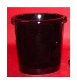 Ebony Black Glaze Decorator Solid, Luxury Handmade Chinese Porcelain, 10 Inch Wastebasket Style 922