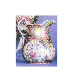 Nature Scene Gold Rose Medallion - Luxury Handmade Chinese Reproduction Porcelain - 12 Inch Pitcher Style 109