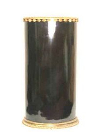 Luxury Hand Painted Chinese Porcelain & Gilt Bronze Ormolu - 19" Reproduction Solid Black Umbrella Vase