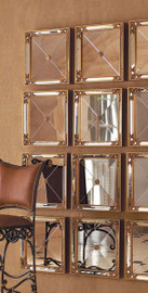 Set of Four Modern Venetian Style - Square 16 Inch Wrought and Beveled Glass Mirror - Gold Leaf Finish