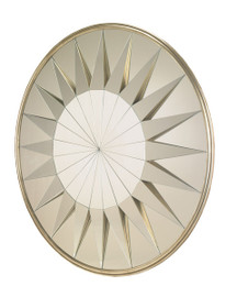 3d Raised Sunburst - Round 59 Inch Glass Mirror - Silver Gilt Finish