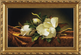 Magnolias on Gold Velvet - Martin Johnson Heade - Framed Canvas Artwork4 sizes available/Click for info 2789 32.5" X 47.5"