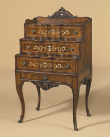 Mother of Pearl Marquetry Inlay and Bronze Ormolu Mounts - 44 Inch Oversized Jewelry Chest of Drawers