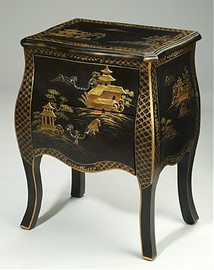 Hand Painted - 28.5 Inch Accent Chest | Bedside - Chinoiserie Design