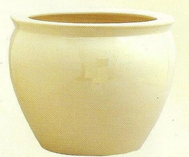 Solid Bone Color - Luxury Hand Painted Porcelain - 18 Inch Fish Bowl | Fishbowl | Planter