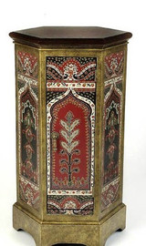 Patterned Indian Style - 28 Inch Hexagon Accent - End Table