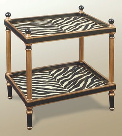 Zebra Stripe Motif - 25 Inch Rectangular Lamp Table