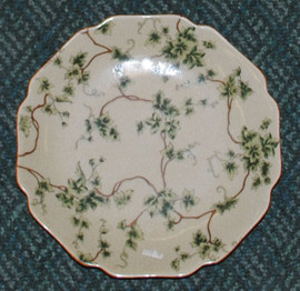 Off White and Green Ivy Vine, Luxury Handcrafted Chinese Porcelain, 12 Inch Decorative Display Plate Style 811
