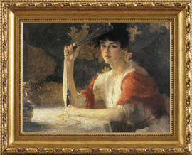 Red and Gold - Frank Weston Benson - Framed Canvas Artwork 8321DB 35.5" x 28.5"