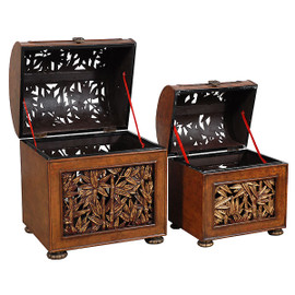 Footed Asian Bamboo Trunk Set