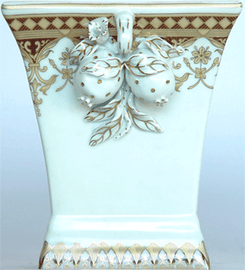 Neo Classical Ivory and Gold - Luxury Handmade Reproduction Chinese Porcelain - 8 Inch Display Pot | Tabletop Planter Style F975