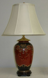 Imperial Red and Ebony Black - Luxury Handmade Reproduction Chinese Porcelain - 27 Inch Tabletop Lamp - Style 807L