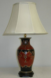 Imperial Red and Ebony Black - Luxury Handmade Reproduction Chinese Porcelain - 30 Inch Tabletop Lamp Style 3L