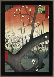 The Plum Garden Over Shin - Utagawa Hiroshige - Framed Canvas Artwork