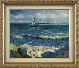 Seascape Near Les Saintes-Maries - Vincent Van Gogh - Framed Canvas Artwork4 sizes available/Click for info