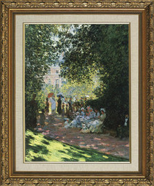 Parisians Enjoying Parc Monceau - Claude Monet - Framed Canvas Artwork C3212D 29" x 37"