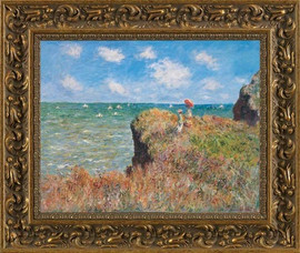 Cliffwalk, Pourville - Claude Monet - Framed Canvas Artworkonly 1 size available