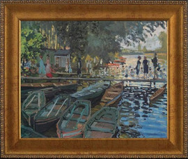 Bathers at la Grenouillere - Claude Monet - Framed Canvas Artworkonly 1 size available