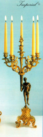 Gilt Brass Ormolu, Six light Left and Right Facing 25.98" Candelabra Set, French Gold and Polychrome Finish - Handmade Reproduction of a 17th, 18th Century Dore Bronze Antique, 6661