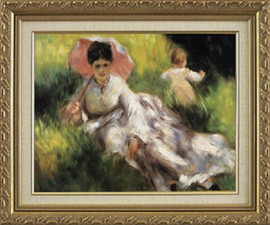 Woman with a Parasol - Pierre Auguste Renoir - Framed Canvas Artwork