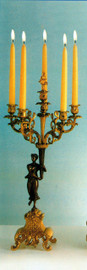 2021 Gilt Brass Ormolu, Six light Right and Left Facing 25.98" Candelabra Set, French Gold and Polychrome Finish - Handmade Reproduction of a 17th, 18th Century Dore Bronze Antique, 6660