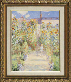 The Artist's Garden at Vetheuil - Claude Monet - Framed Canvas Artwork 967CB 24.75" x 29.75"