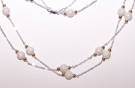 Supreme Sterling Silver 925 | Stardust and Gold Fashion 42 inch Beaded Station Necklace