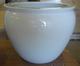 White Decorator Solid - Luxury Handmade Chinese Porcelain - 20 Inch Fish Bowl | Fishbowl | Planter | Cocktail Table Base - Style 35