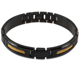 Steelworks | Young Men's Black and Yellow Ion Stainless Steel | 8.50 Inch Link Bracelet