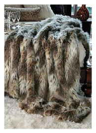 Eurasian Lynx Faux Fur Throw - Natural looking & Luxuriously Soft - Large 58" X 59", 534