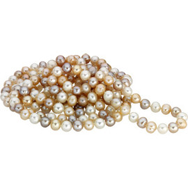 Spring Colour Freshwater Round Cultured Pearl 72 Inch Rope - Strand Necklace