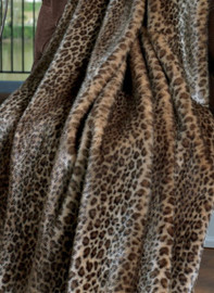 Javan Leopard Faux Fur Throw - Natural look & Luxuriously Soft - Extra Large 58" X 71", 127