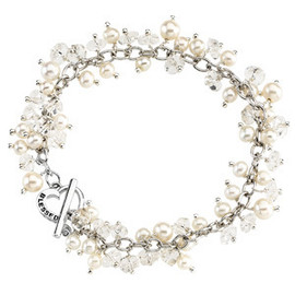 Freshwater Pearl & Quartz Crystal Sterling Silver Blessed Toggle Bracelet