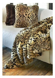 Leopard Faux Fur Throw - Natural looking & Luxuriously Soft - Extra Large 58" X 71", 6060