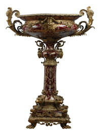 #Lyvrich d'Elegance, Hand Painted Porcelain and Gilded Dior Ormolu | Beverly Park, Plant Stand Vase | Fantastic Entryway Centerpiece | 40.58t X 31.52w X 22.18d | 6378