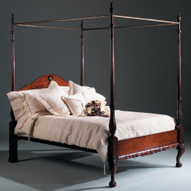 #Chippendale English Bedroom - 97 Inch Handcrafted Reproduction King Size Four Post Bed - Mahogany Luxurie Furniture Finish M