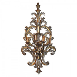 #An Acanthus Wooden Ornamental 4 light - 38 Inch Handcrafted Reproduction Wall Bracket Sconce - Metallic Luxurie Furniture Finish NF15