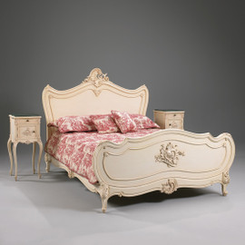 #The Queen of Versailles Marie Leszezynska - Louis XV French Rococo Period - 88 Inch Handcrafted Reproduction Queen Bed - Painted Luxurie Furniture Finish PWH